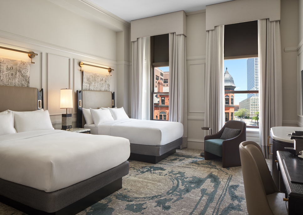 double bed hotel room with window